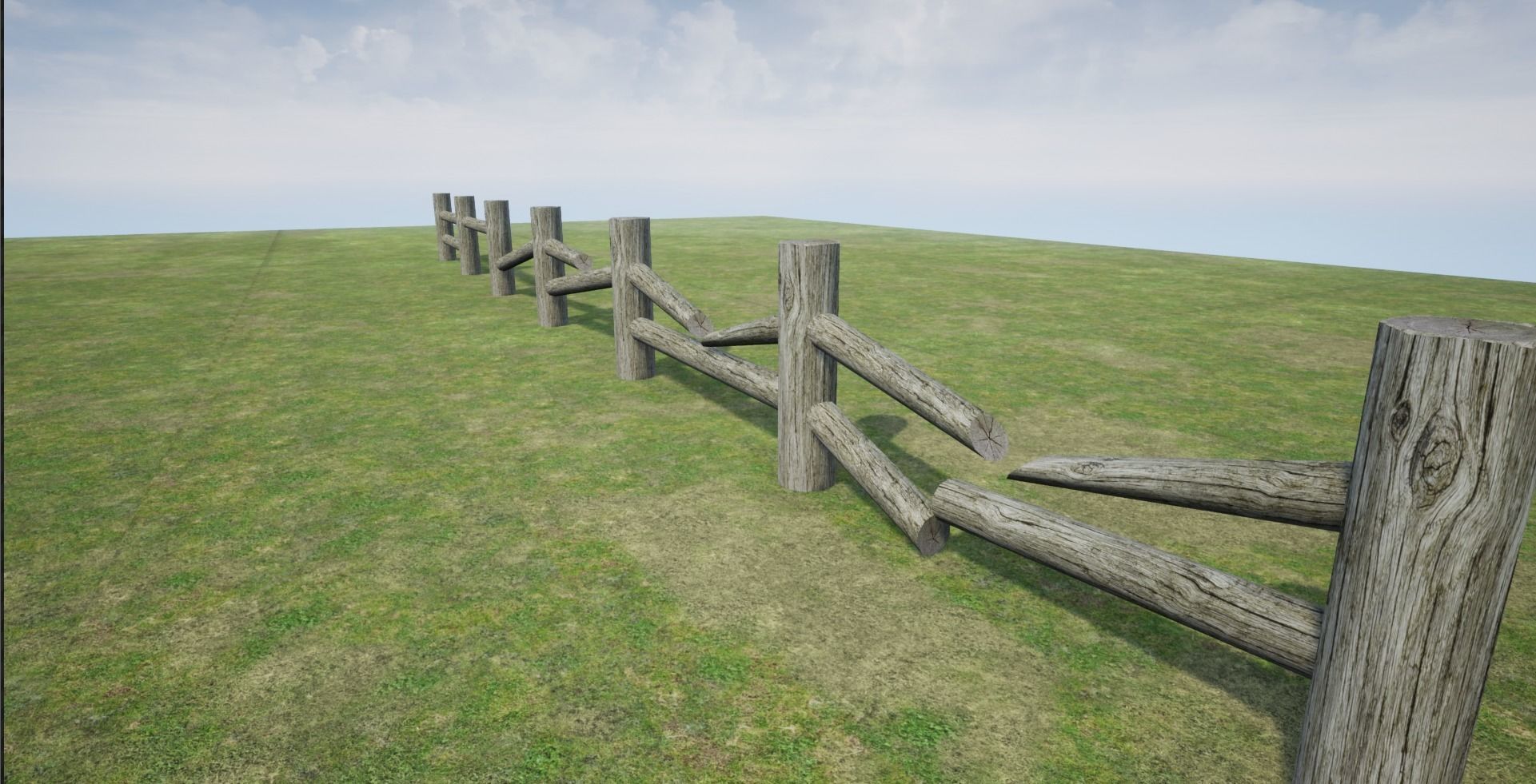 Modular Log Fence Low-poly 3D model_2