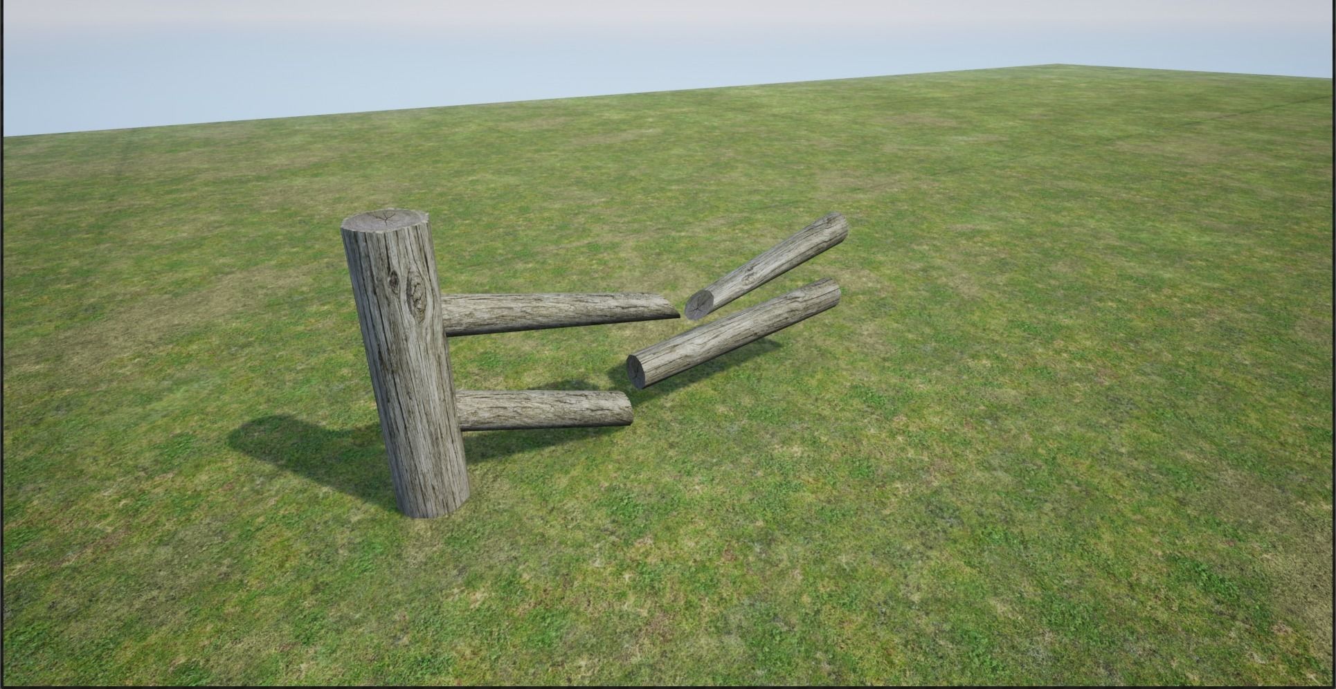 Modular Log Fence Low-poly 3D model_11