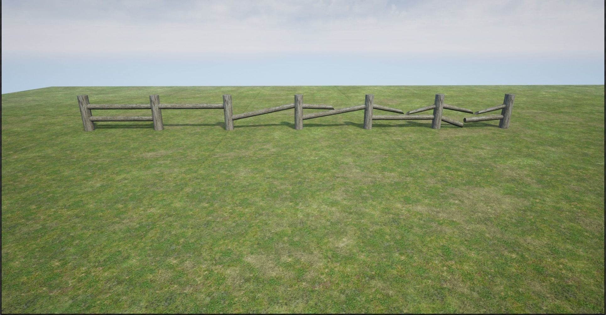 Modular Log Fence Low-poly 3D model_1