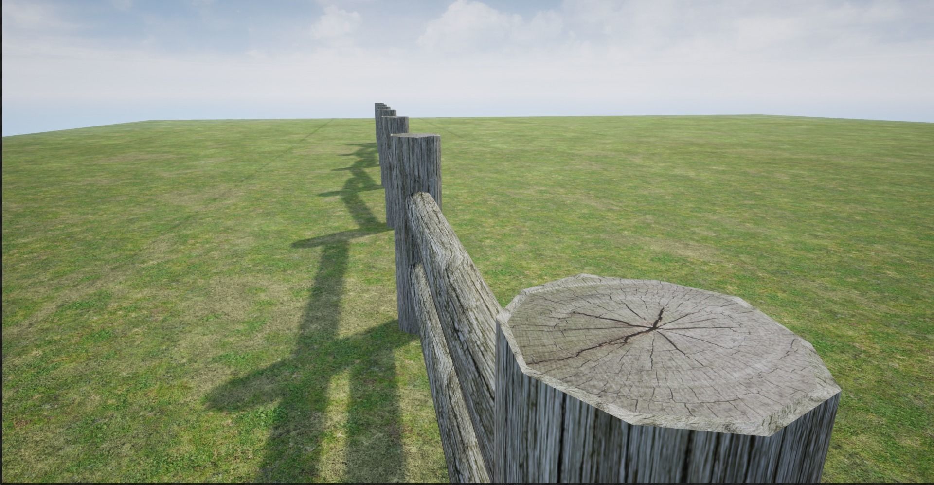 Modular Log Fence Low-poly 3D model_4