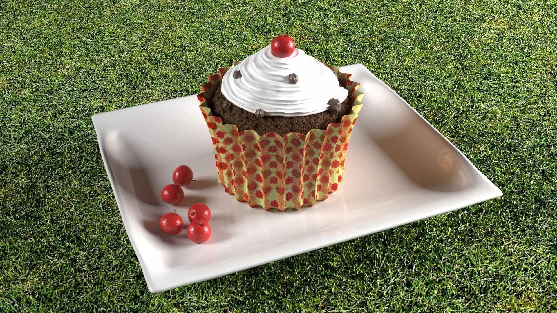 3D Cup Cake in V-Ray Free 3D model