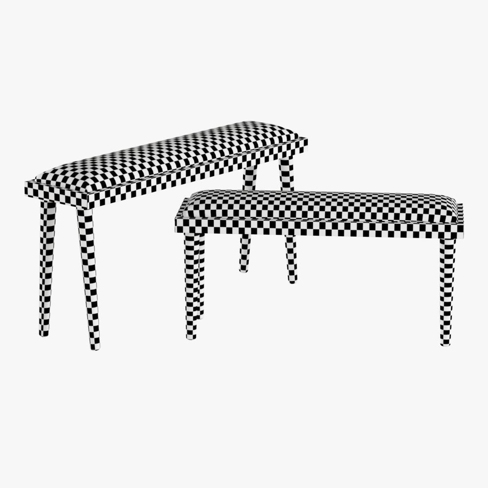 Sheepskin Solid Wood Bench 3D model_4