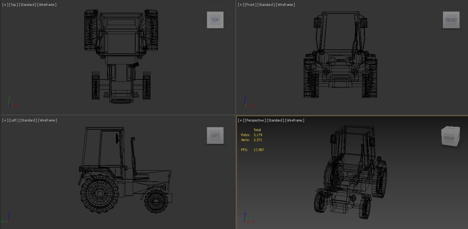 Tractor Low Poly Low-poly 3D model_3