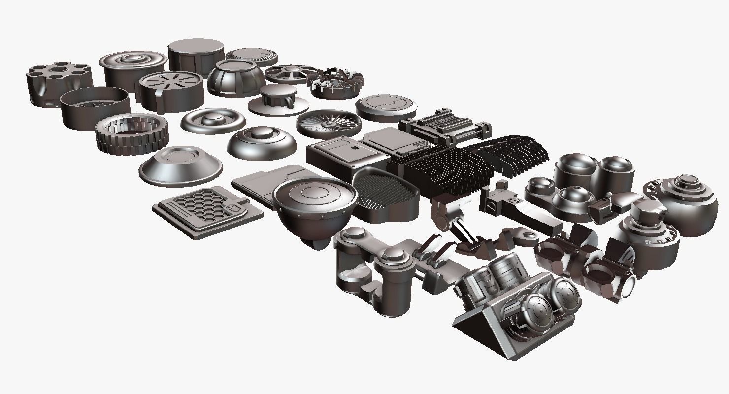 Scifi kitbash kit 3D model_9