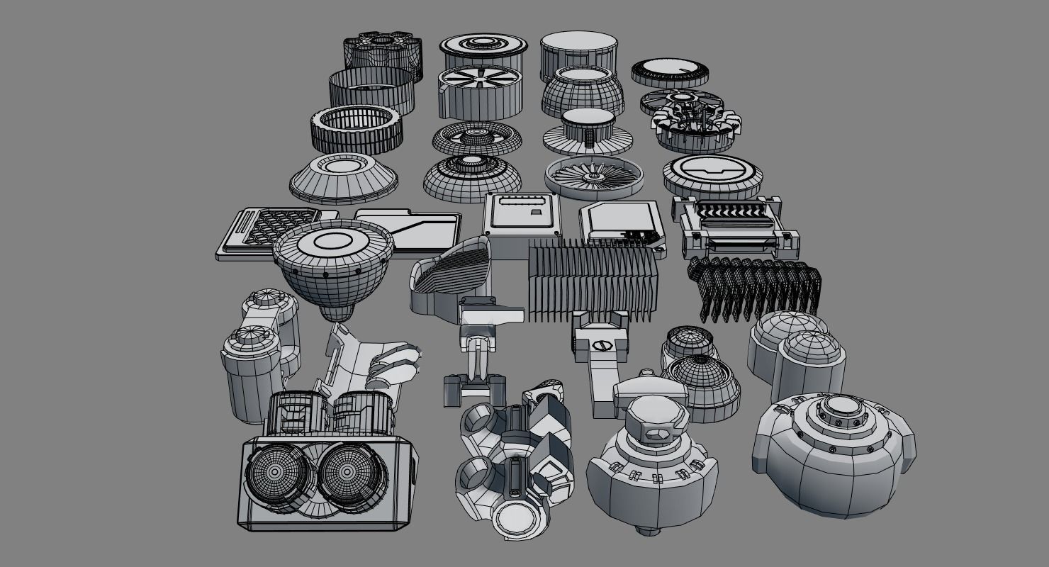Scifi kitbash kit 3D model_6
