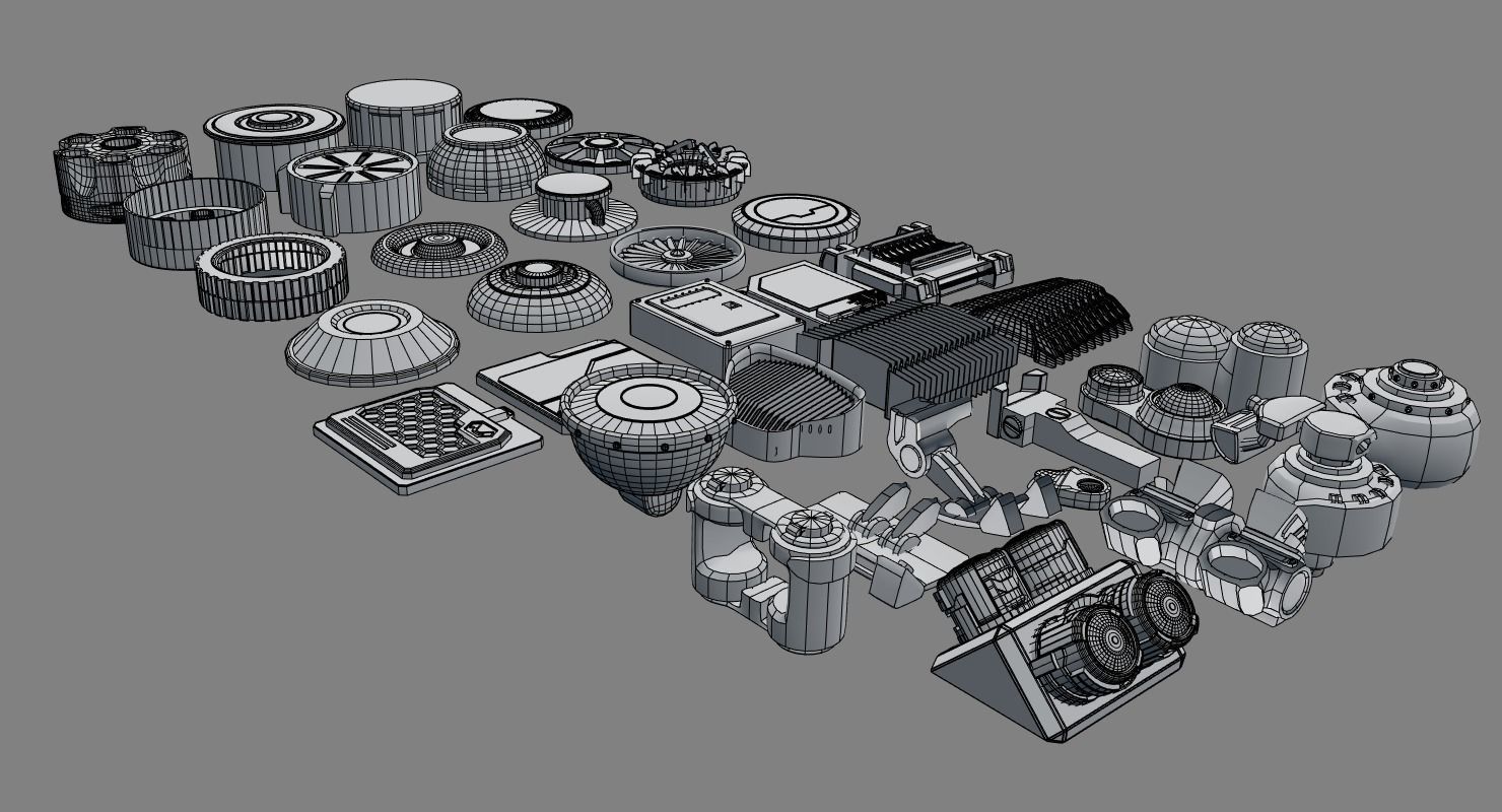 Scifi kitbash kit 3D model_4