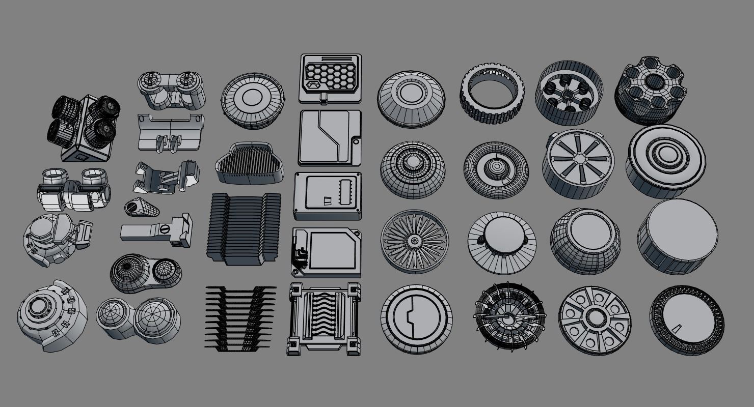 Scifi kitbash kit 3D model_7