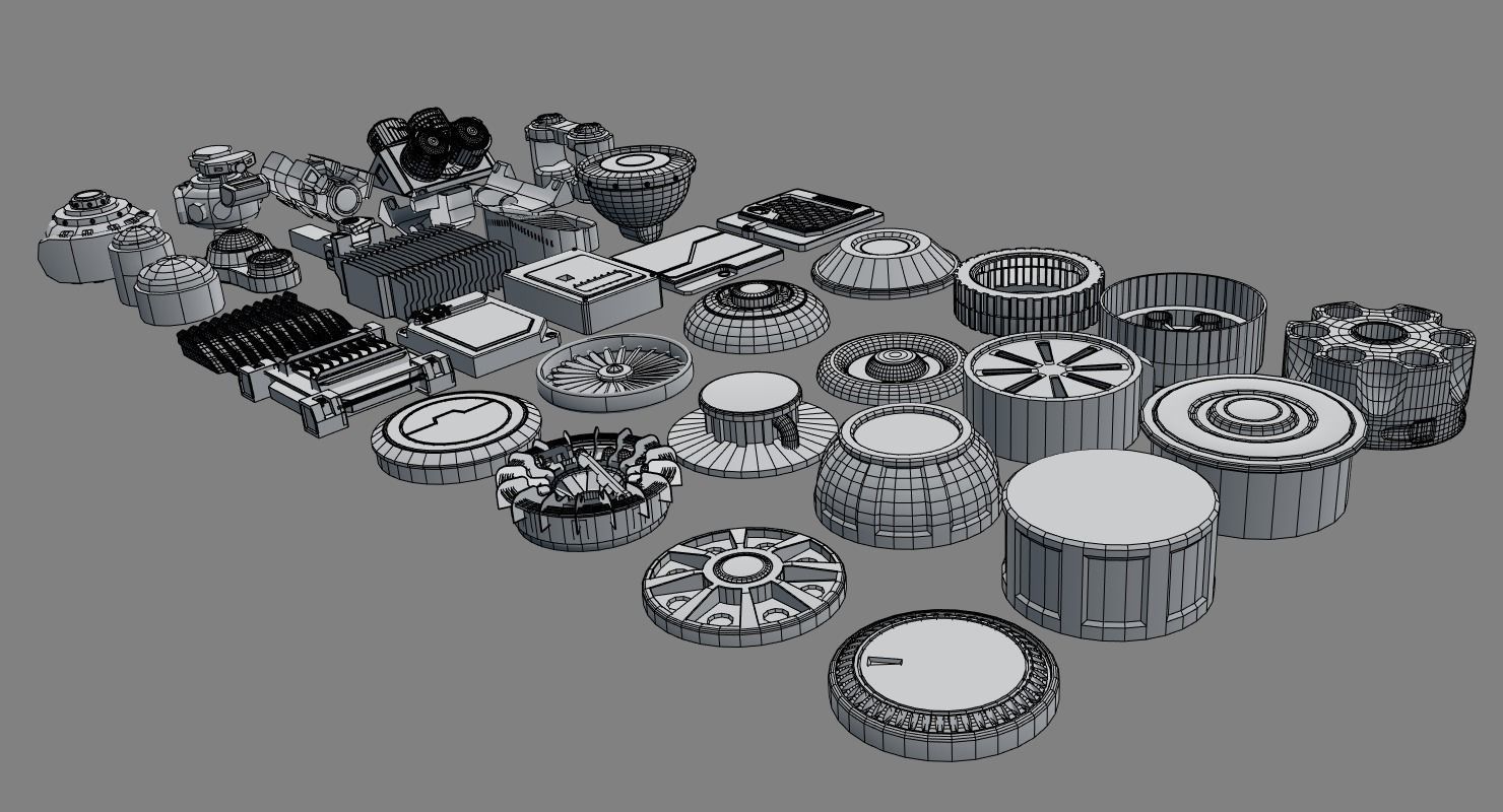 Scifi kitbash kit 3D model_2