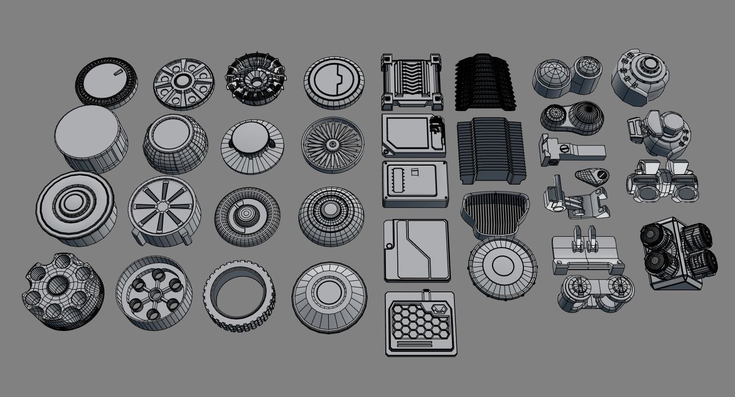 Scifi kitbash kit 3D model_5