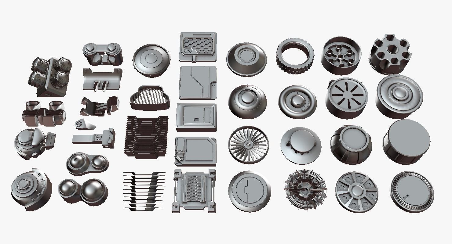 Scifi kitbash kit 3D model_15