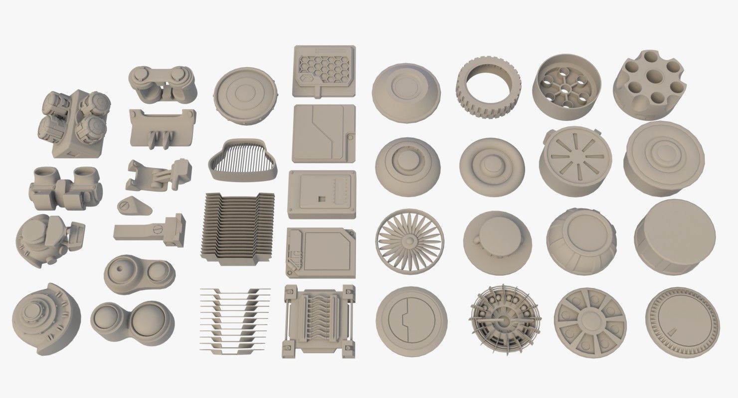 Scifi kitbash kit 3D model_12