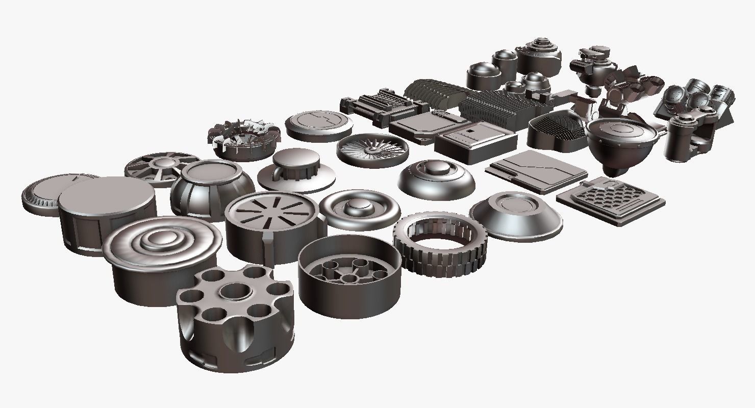 Scifi kitbash kit 3D model_10