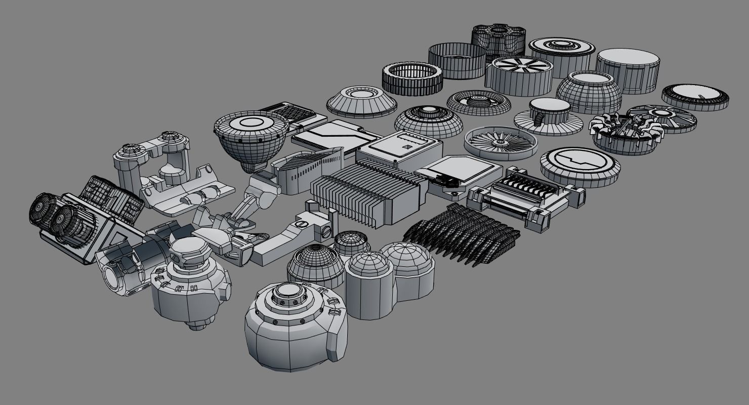 Scifi kitbash kit 3D model_3