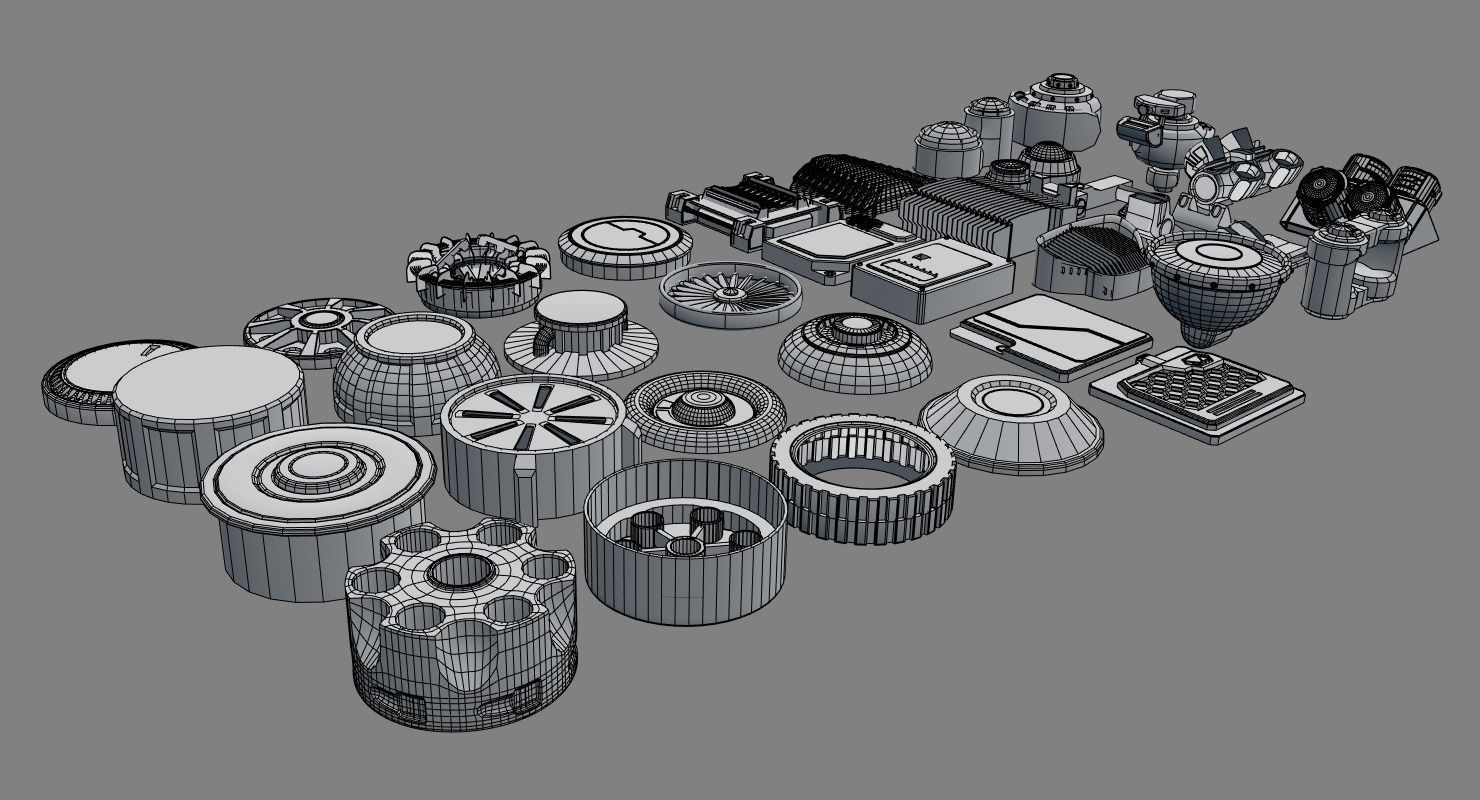 Scifi kitbash kit 3D model_1