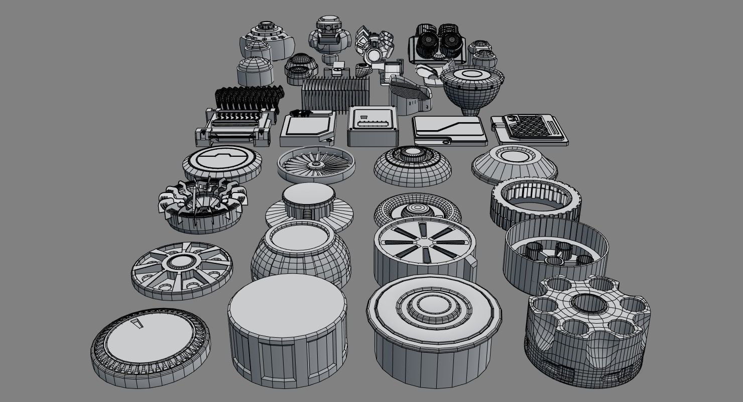 Scifi kitbash kit 3D model_8