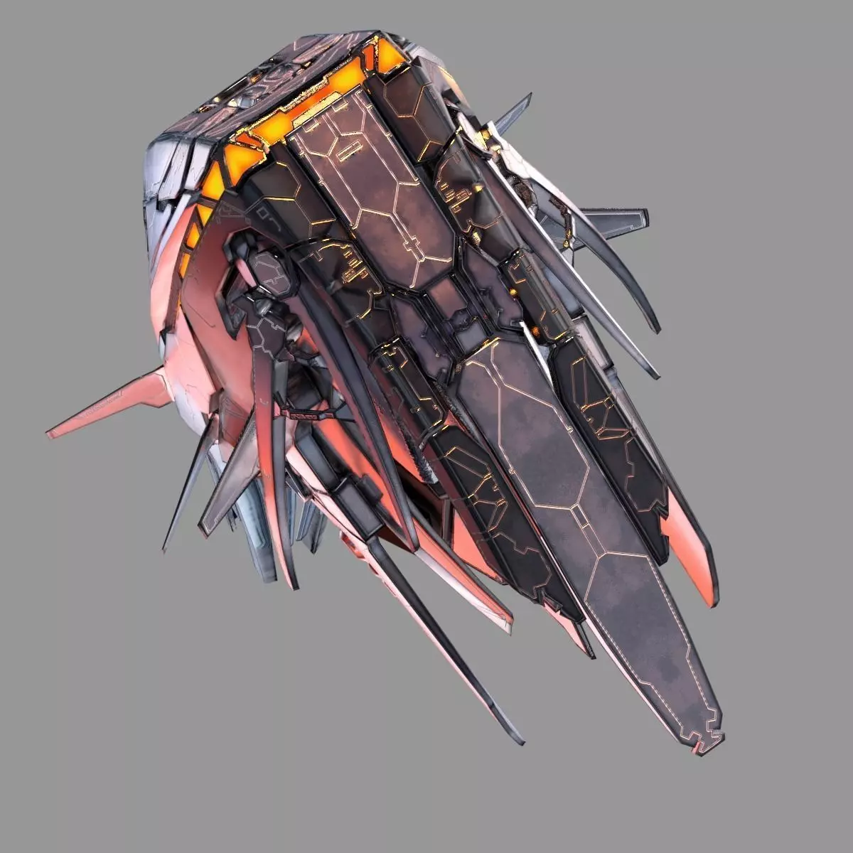 Starship spaceship 3D model_0