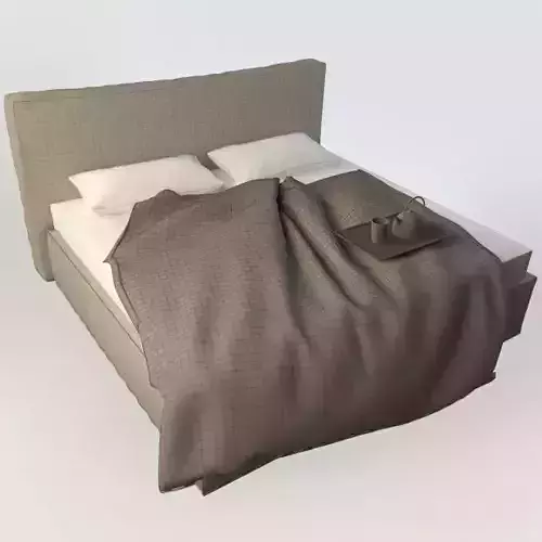 Bed in brown