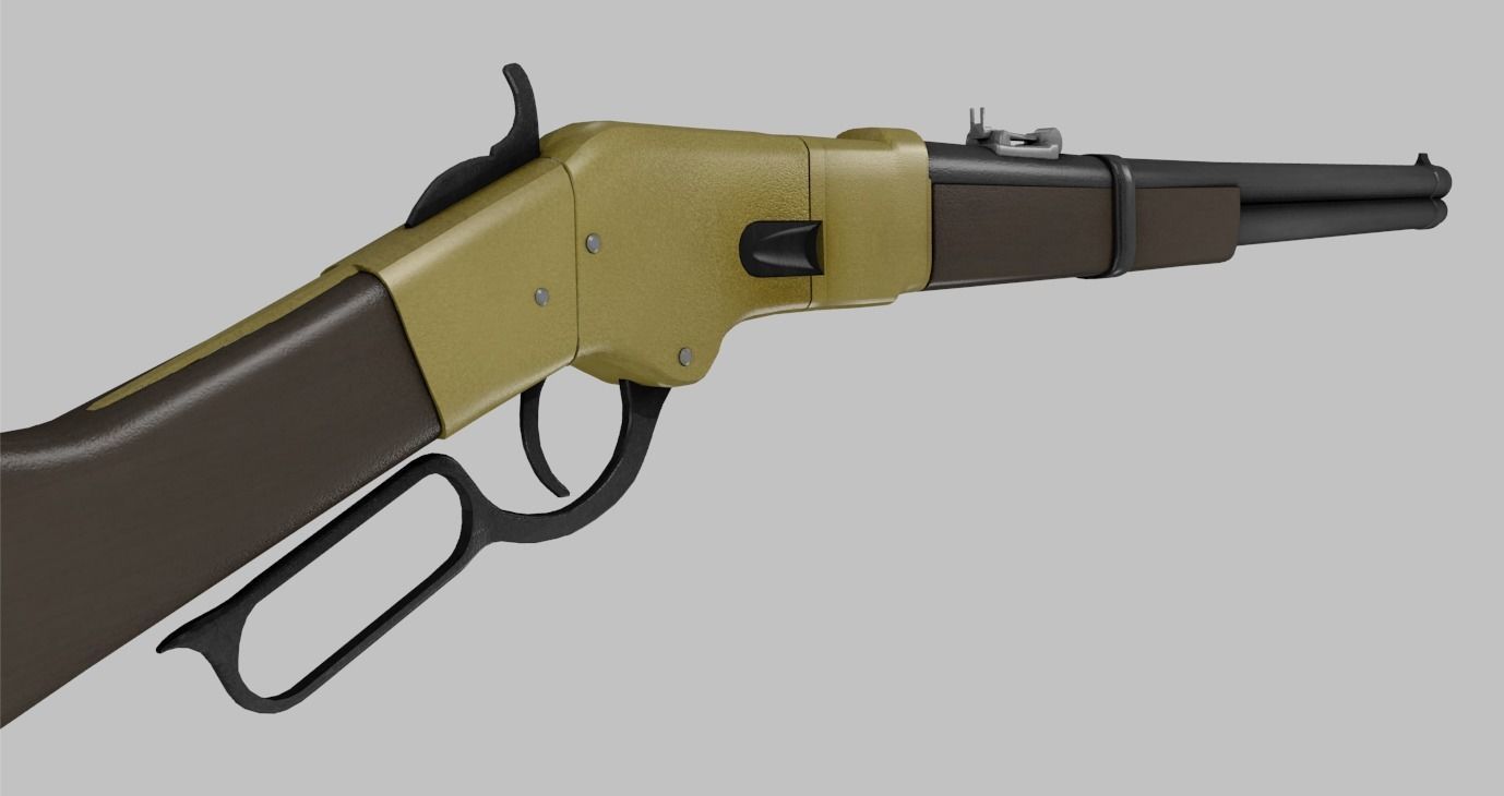 Winchester Repeater Rifle Lever Action Game Ready Low-poly 3D model_4