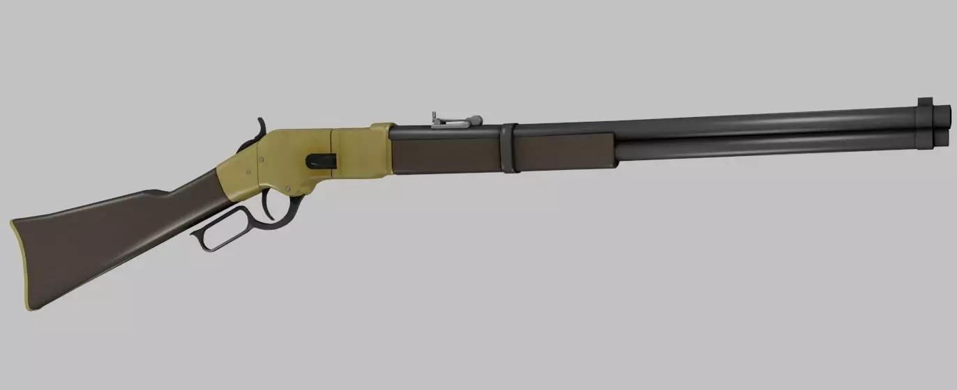 Winchester Repeater Rifle Lever Action Game Ready Low-poly 3D model_0