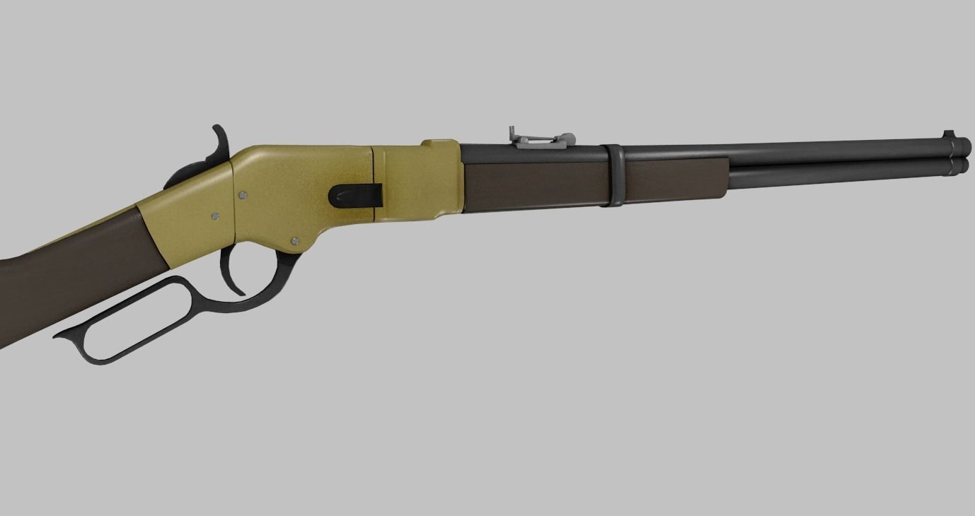 Winchester Repeater Rifle Lever Action Game Ready Low-poly 3D model_2