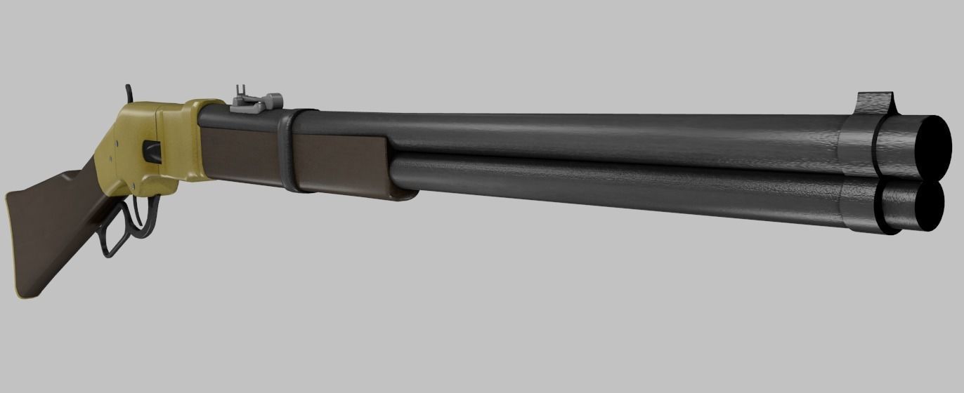 Winchester Repeater Rifle Lever Action Game Ready Low-poly 3D model_1