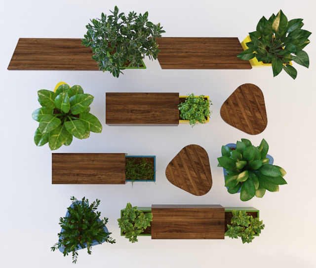 Bench modern planter boxes 3D model_3