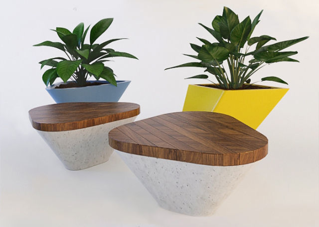 Bench modern planter boxes 3D model_1