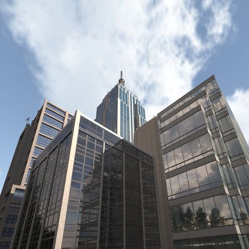 High Rise City Building BUNDLE 2 Low-poly 3D model 4