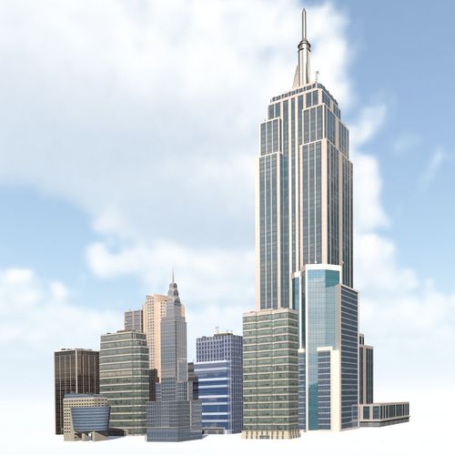 High Rise City Building BUNDLE 2 Low-poly 3D model 3