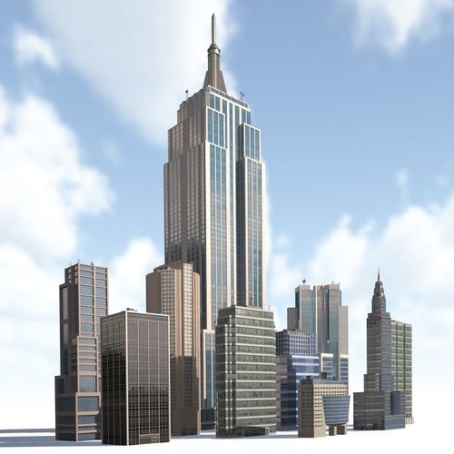 High Rise City Building BUNDLE 2 Low-poly 3D model 2