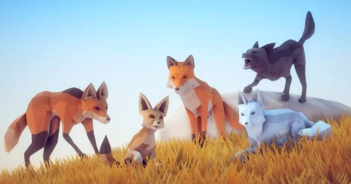 Poly Art Foxes Low-poly 3D model_0