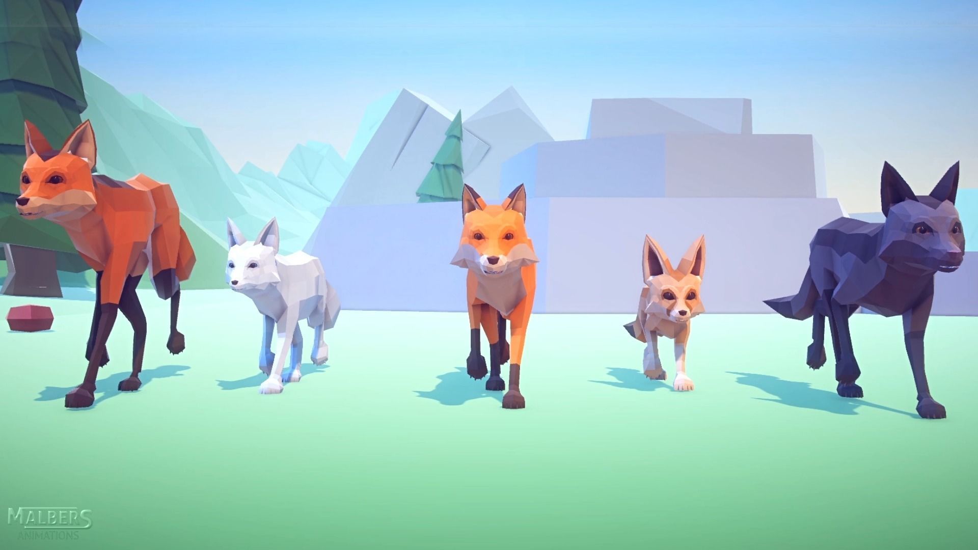 Poly Art Foxes Low-poly 3D model_5