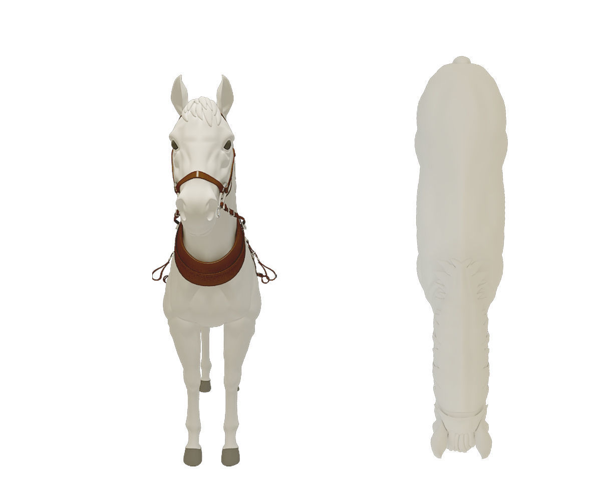 Horse figurine Low-poly 3D model_3