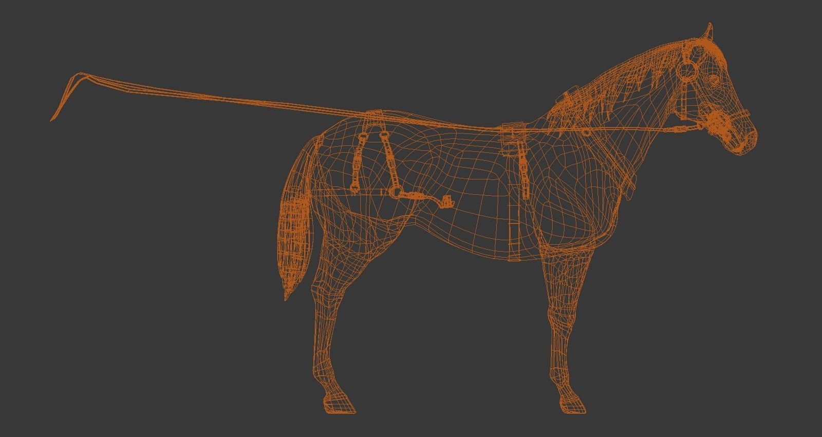 Horse figurine Low-poly 3D model_9