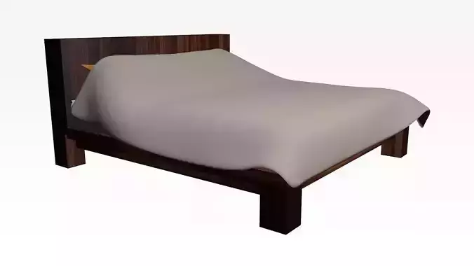 bed 3D model with blanket