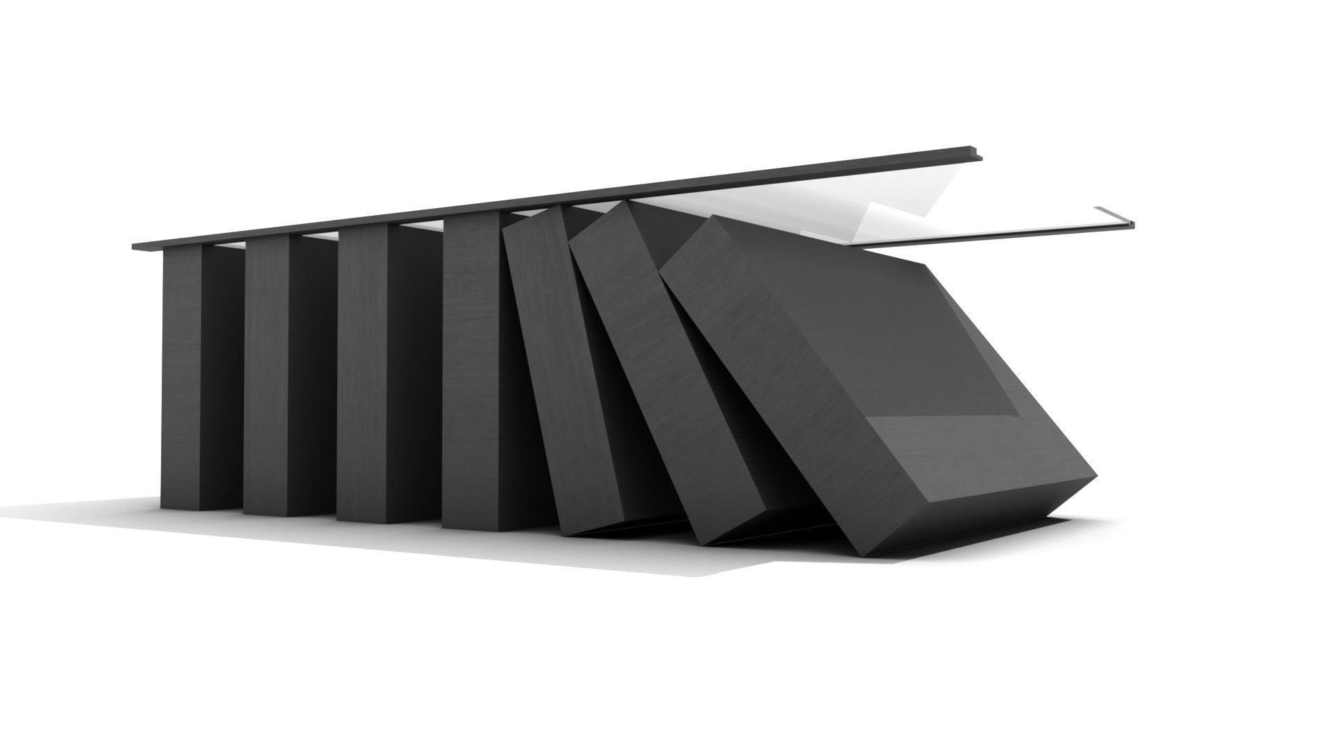 Falling Dominoes Coffee Table Low-poly 3D model_3