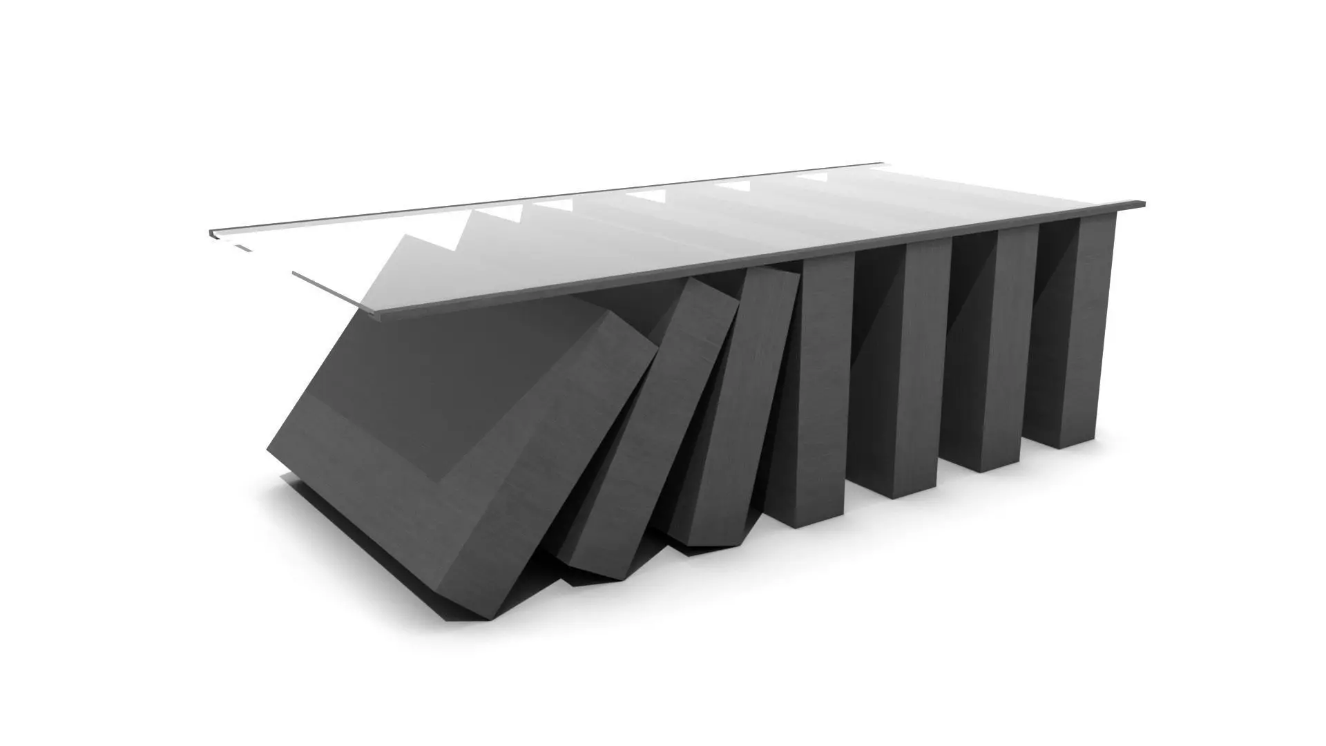 Falling Dominoes Coffee Table Low-poly 3D model_0