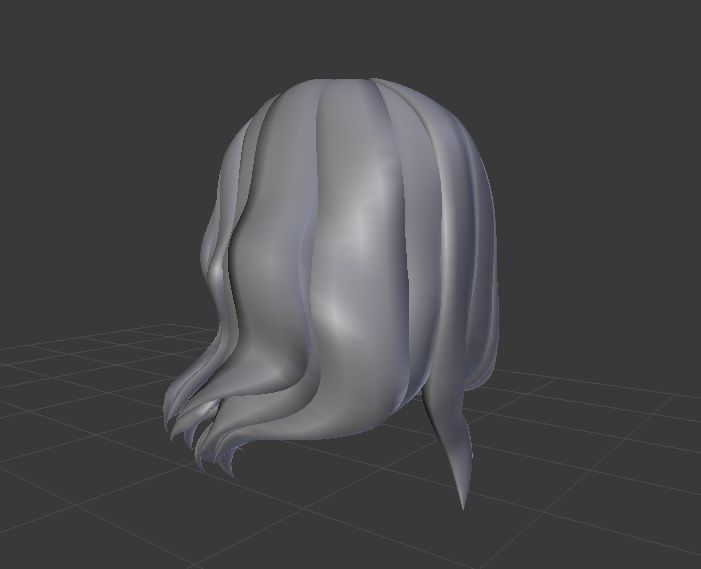 Female hair style rigged 3D model Low-poly 3D model_2