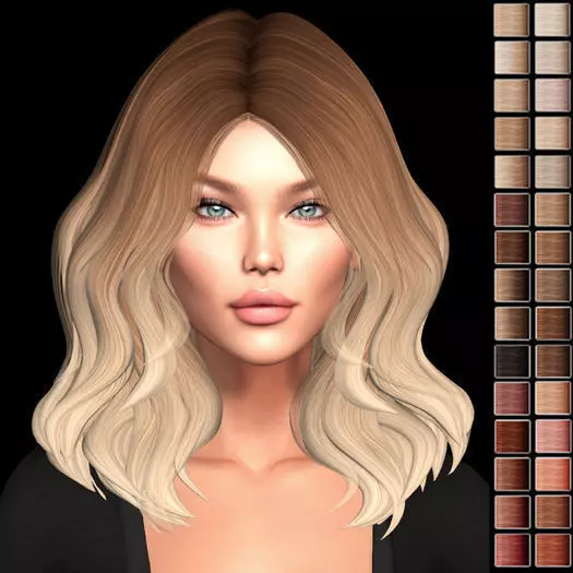 Female hair style rigged 3D model Low-poly 3D model_0