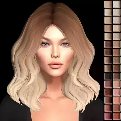 Female hair style rigged 3D model Low-poly 3D model