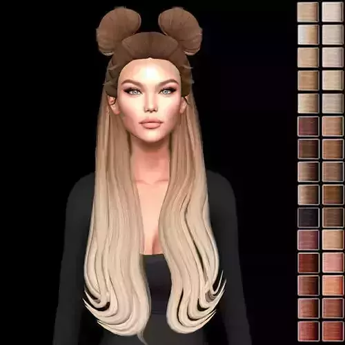 Female hair style rigged 3D model VR 