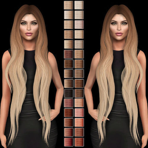Female hair style rigged 3D model Low-poly 3D model