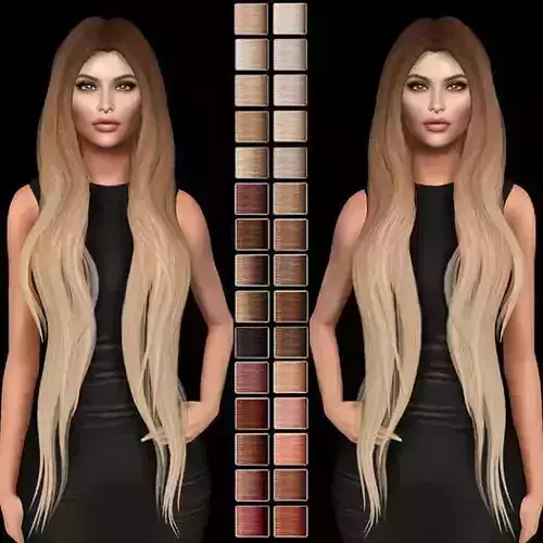 Female hair style rigged 3D model