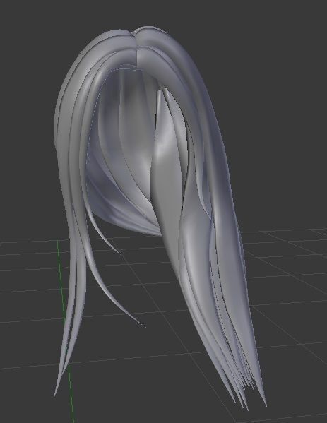 Female hair style rigged 3D model Low-poly 3D model_3