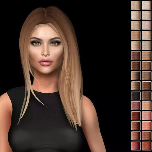 Female hair style rigged 3D model Low-poly 3D model_0