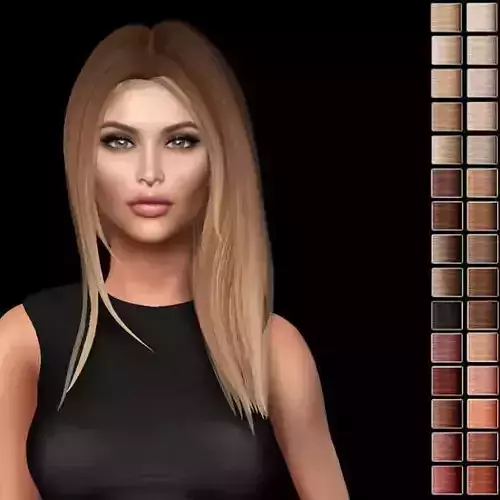 Female hair style rigged 3D model Low-poly 3D model