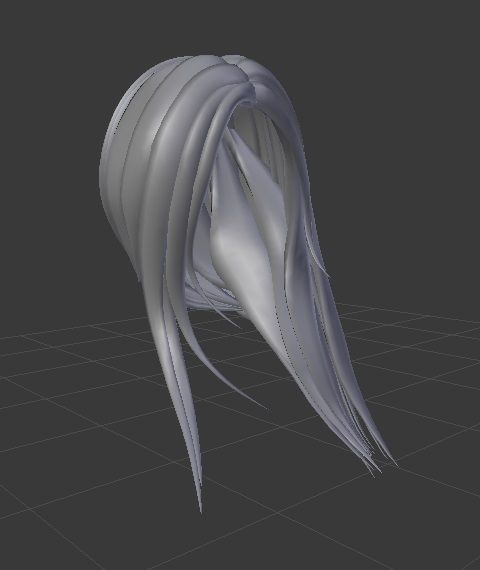 Female hair style rigged 3D model Low-poly 3D model_1