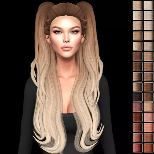 Female hair style rigged 3D model 3D model_0