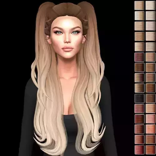 Female hair style rigged 3D model 3D model