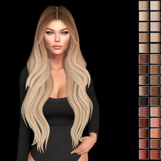 Female hair style rigged 3D model Low-poly 3D model_0